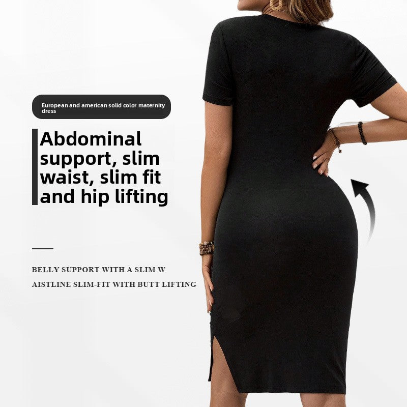 Maternity One-Piece Dress with Slit