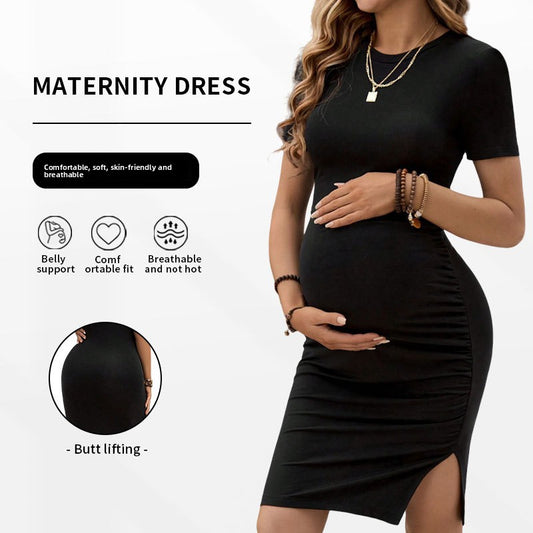 Maternity One-Piece Dress with Slit