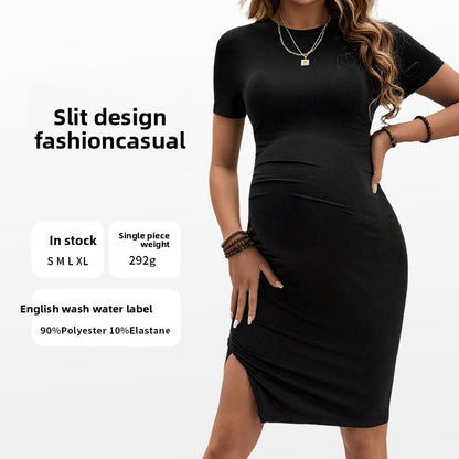 Maternity One-Piece Dress with Slit